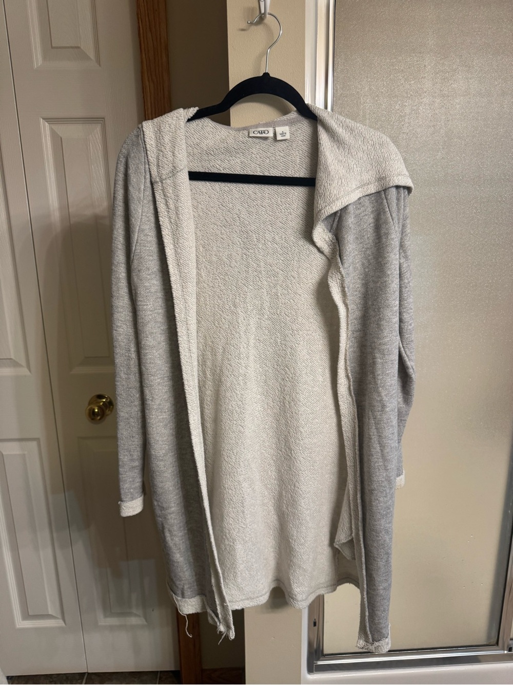 Cato Heather Gray Hooded Open-Front Cardigan